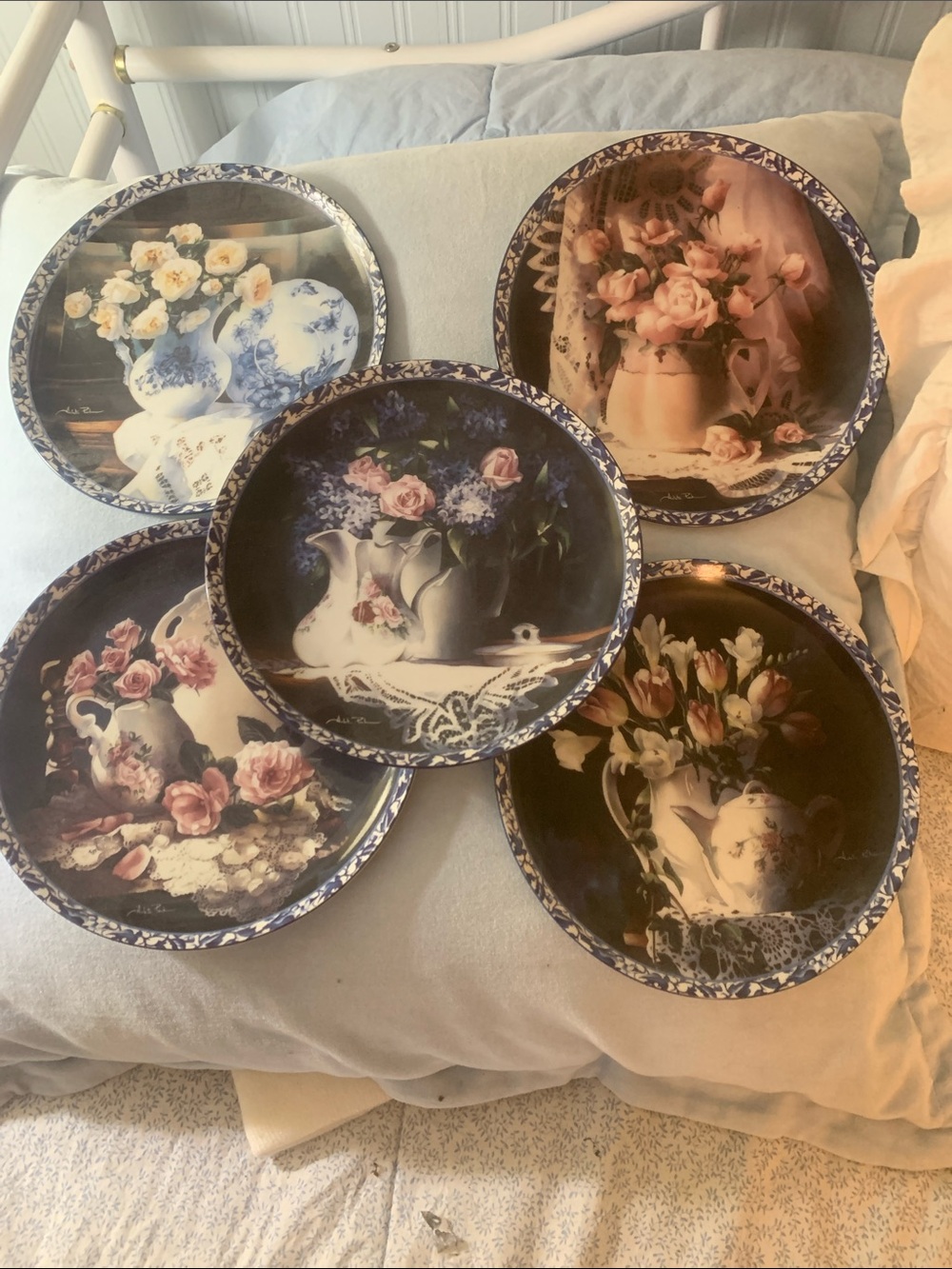 The Bradford Exchange Blue and Pink Floral Plate Collection